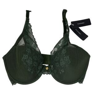 Natori Convertible Bra 34DDD Green Lace Cherry Blossom Plunge Underwire MSRP $76